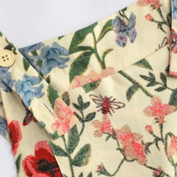 CIDER NWT CORDUROY FLORAL WIDE LEG OVERALLS 1X - Picture 4 of 7